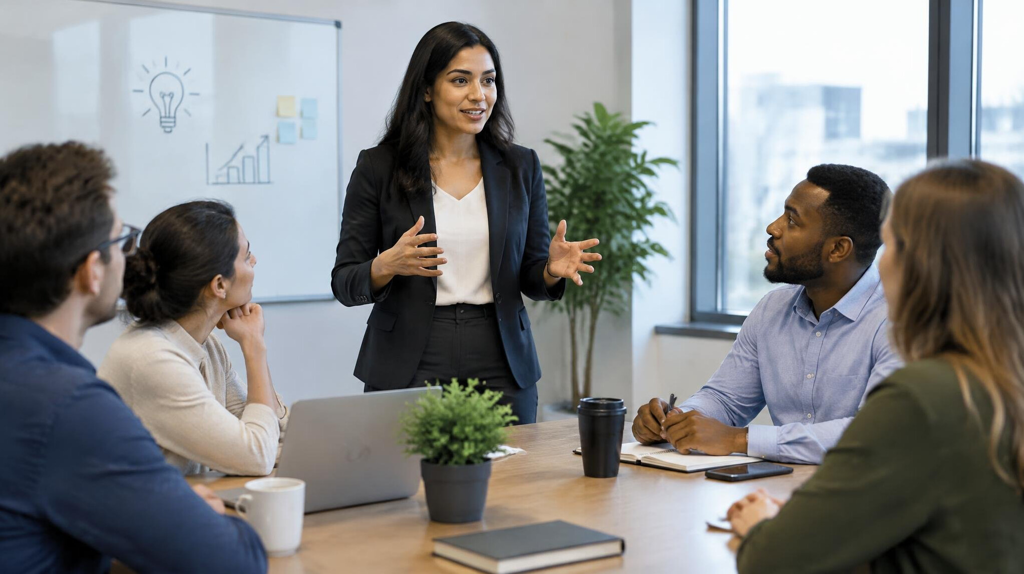 woman leading team meeting