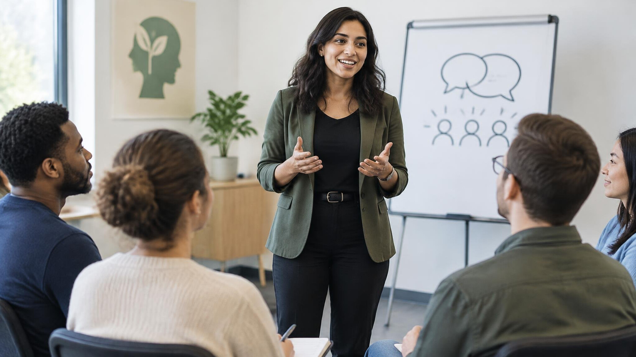 person in personal development workshop